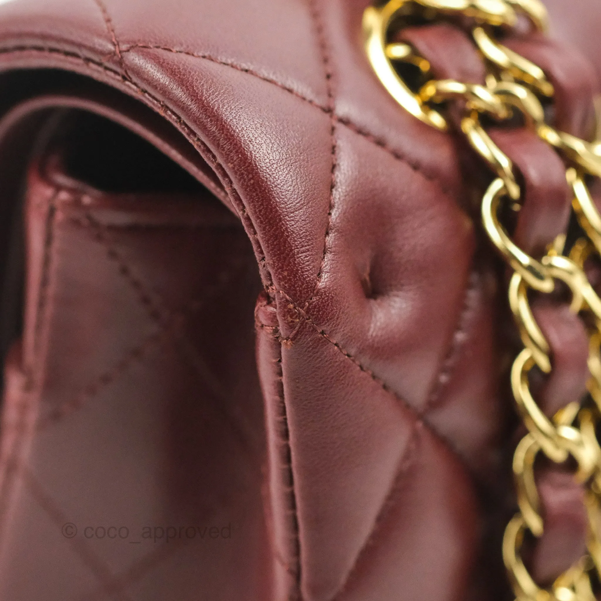 Chanel Classic M/L Medium Flap Quilted Burgundy Lambskin Gold Hardware