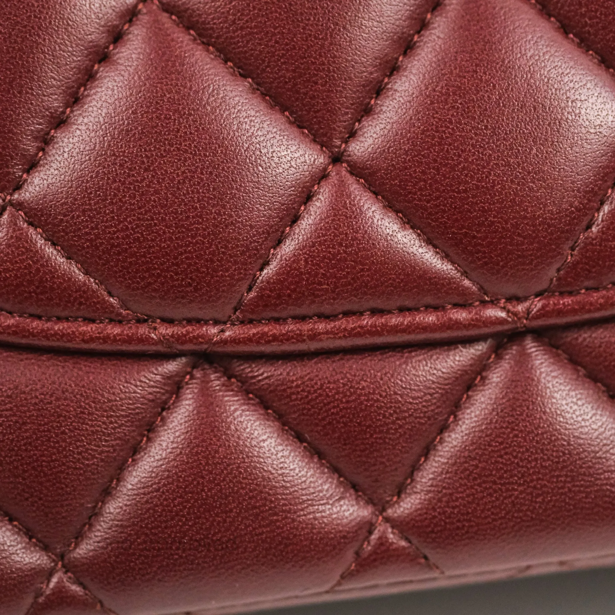 Chanel Classic M/L Medium Flap Quilted Burgundy Lambskin Gold Hardware