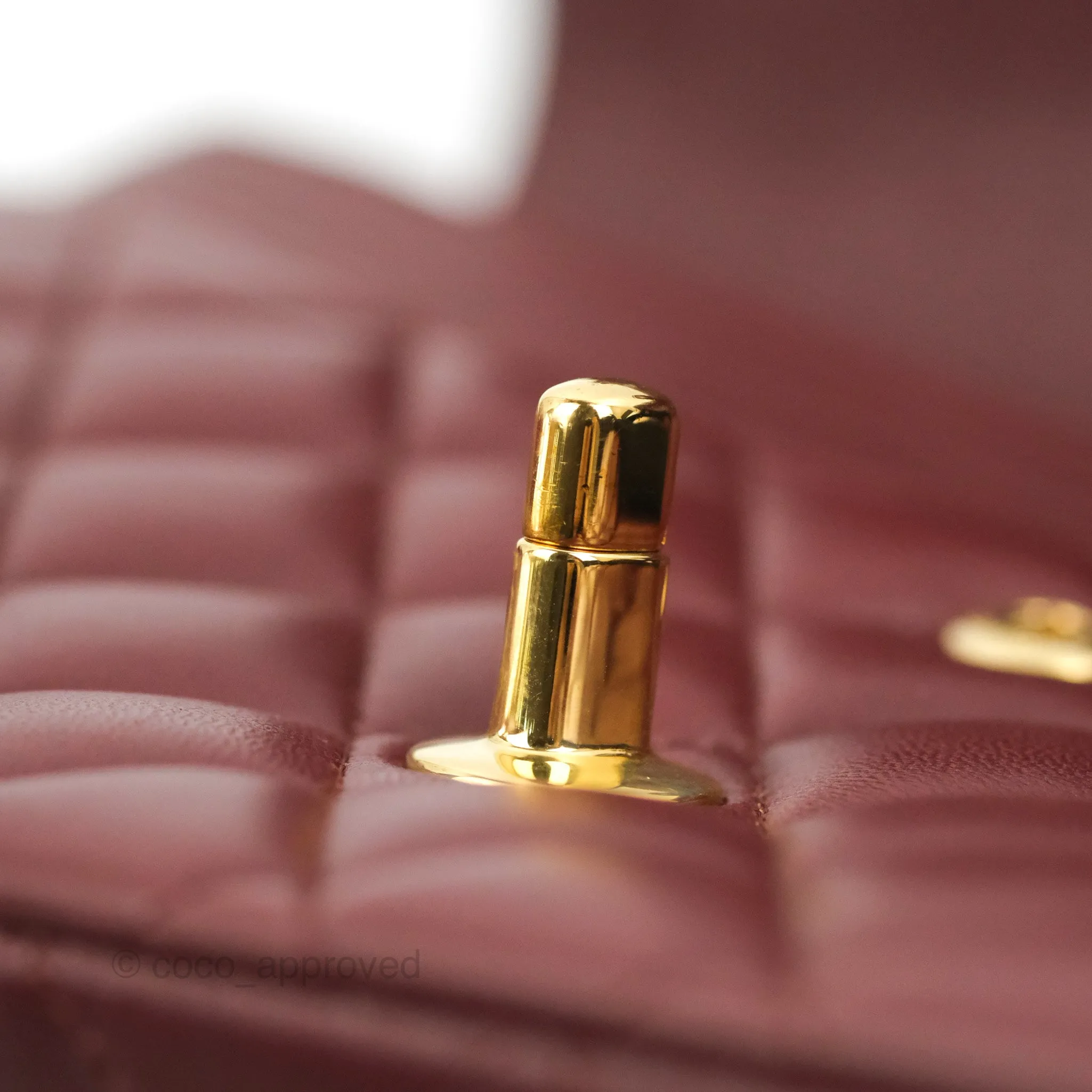 Chanel Classic M/L Medium Flap Quilted Burgundy Lambskin Gold Hardware