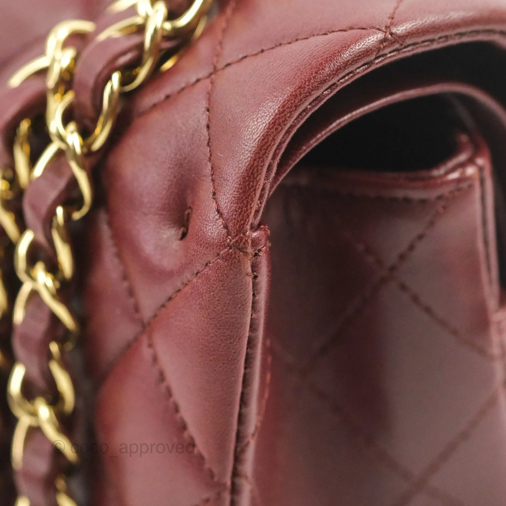 Chanel Classic M/L Medium Flap Quilted Burgundy Lambskin Gold Hardware