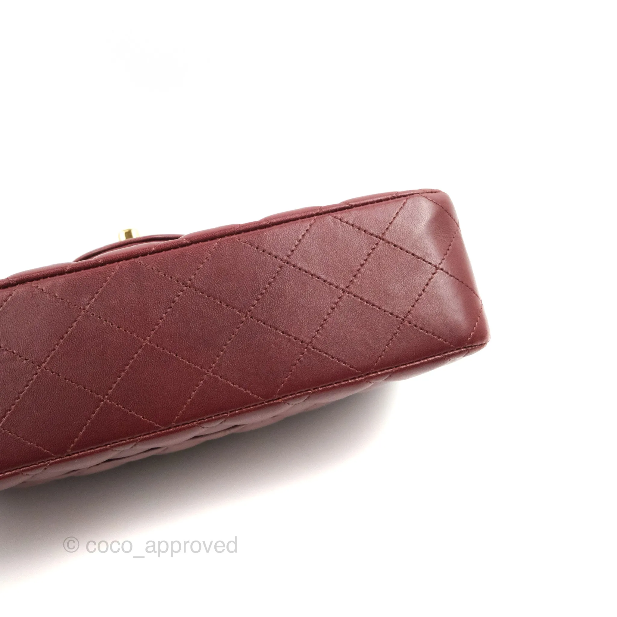 Chanel Classic M/L Medium Flap Quilted Burgundy Lambskin Gold Hardware