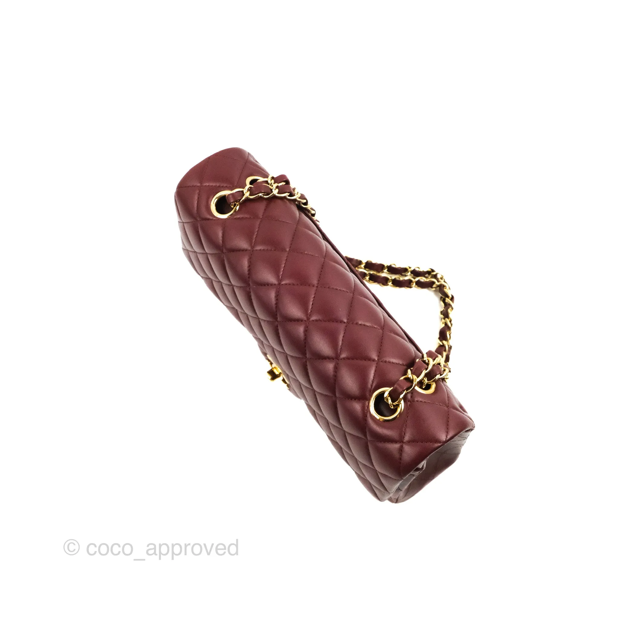 Chanel Classic M/L Medium Flap Quilted Burgundy Lambskin Gold Hardware