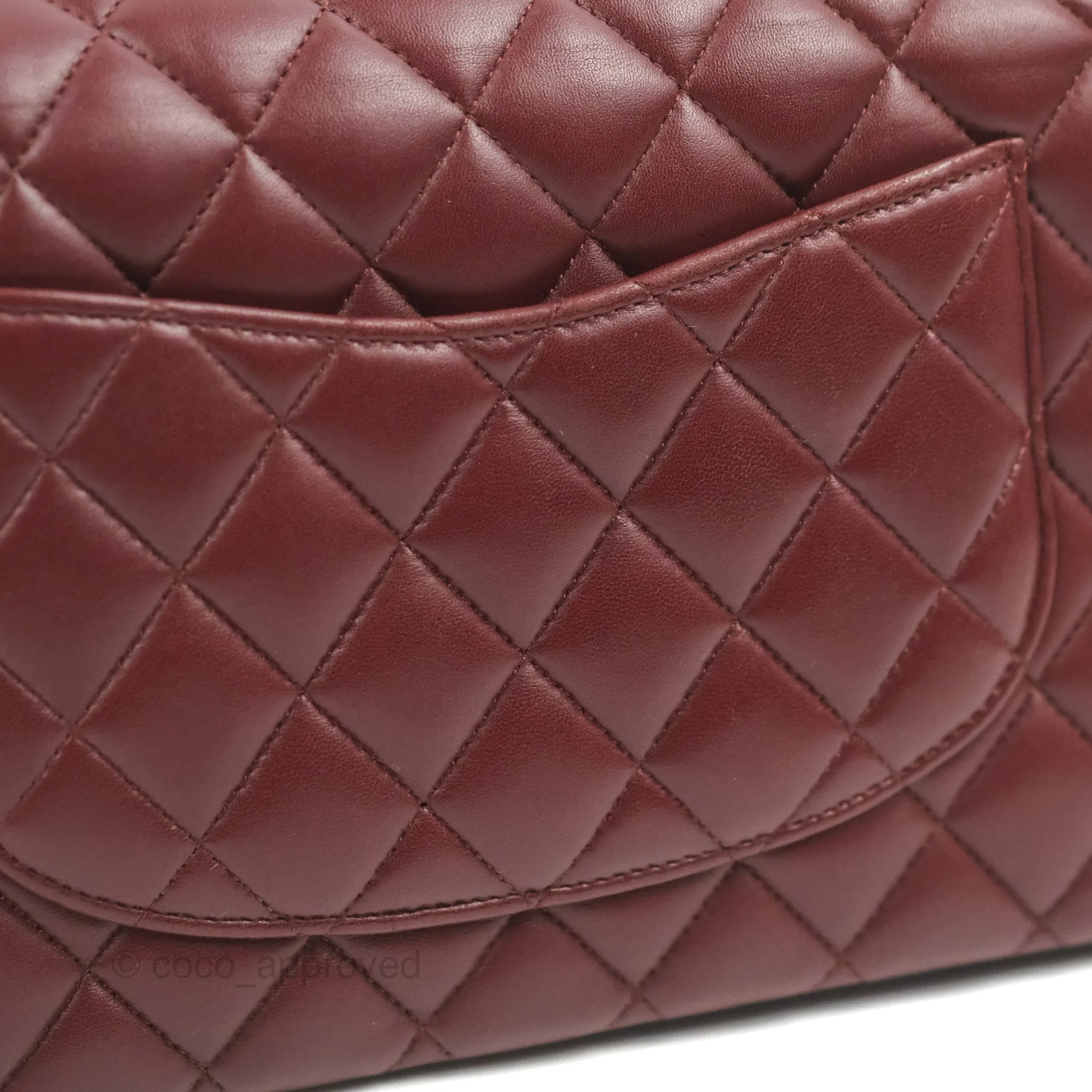 Chanel Classic M/L Medium Flap Quilted Burgundy Lambskin Gold Hardware
