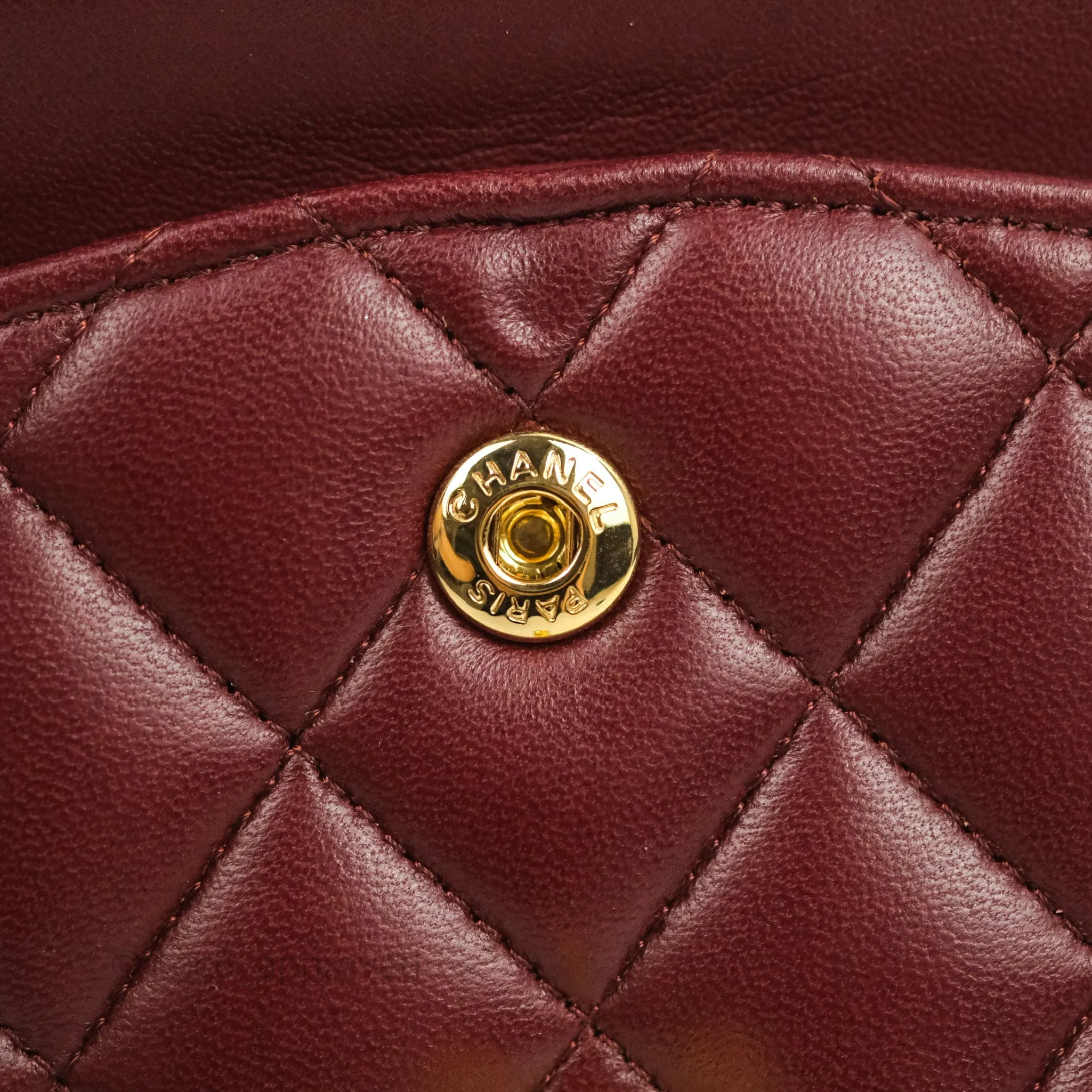 Chanel Classic M/L Medium Flap Quilted Burgundy Lambskin Gold Hardware