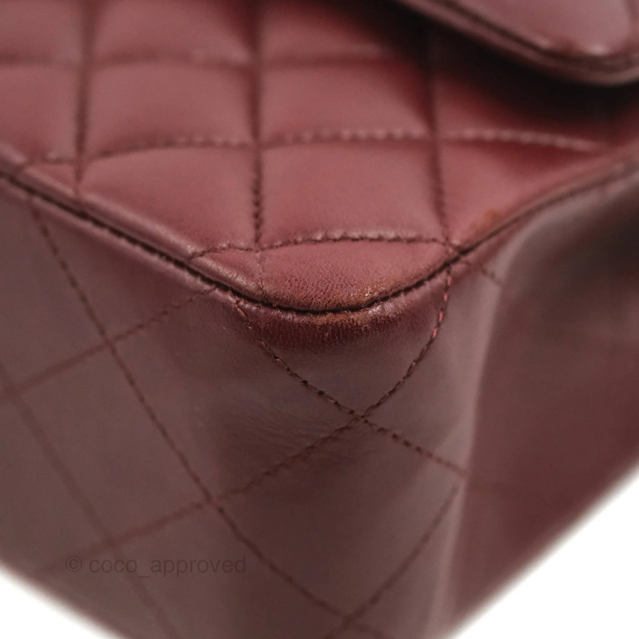 Chanel Classic M/L Medium Flap Quilted Burgundy Lambskin Gold Hardware