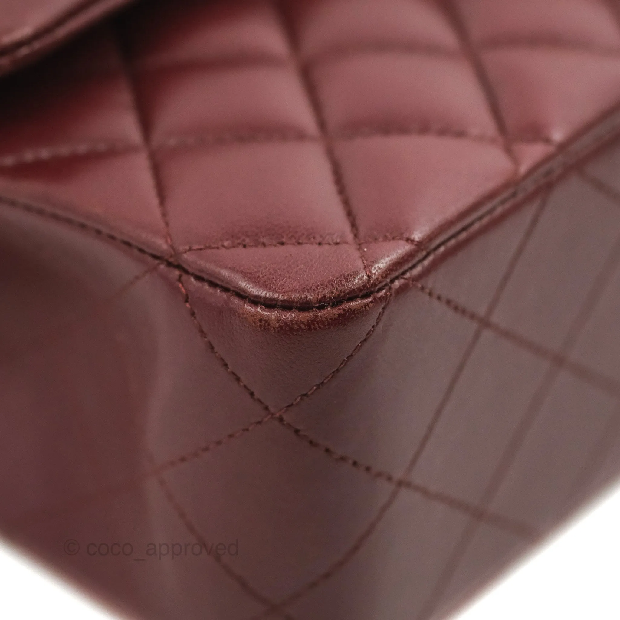 Chanel Classic M/L Medium Flap Quilted Burgundy Lambskin Gold Hardware