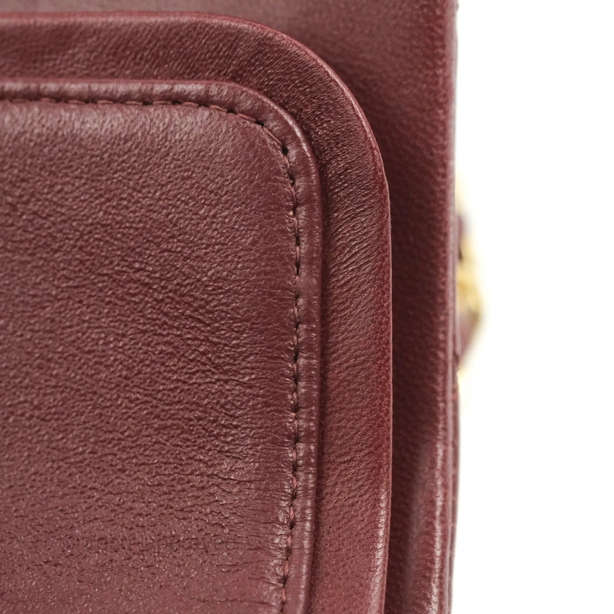 Chanel Classic M/L Medium Flap Quilted Burgundy Lambskin Gold Hardware