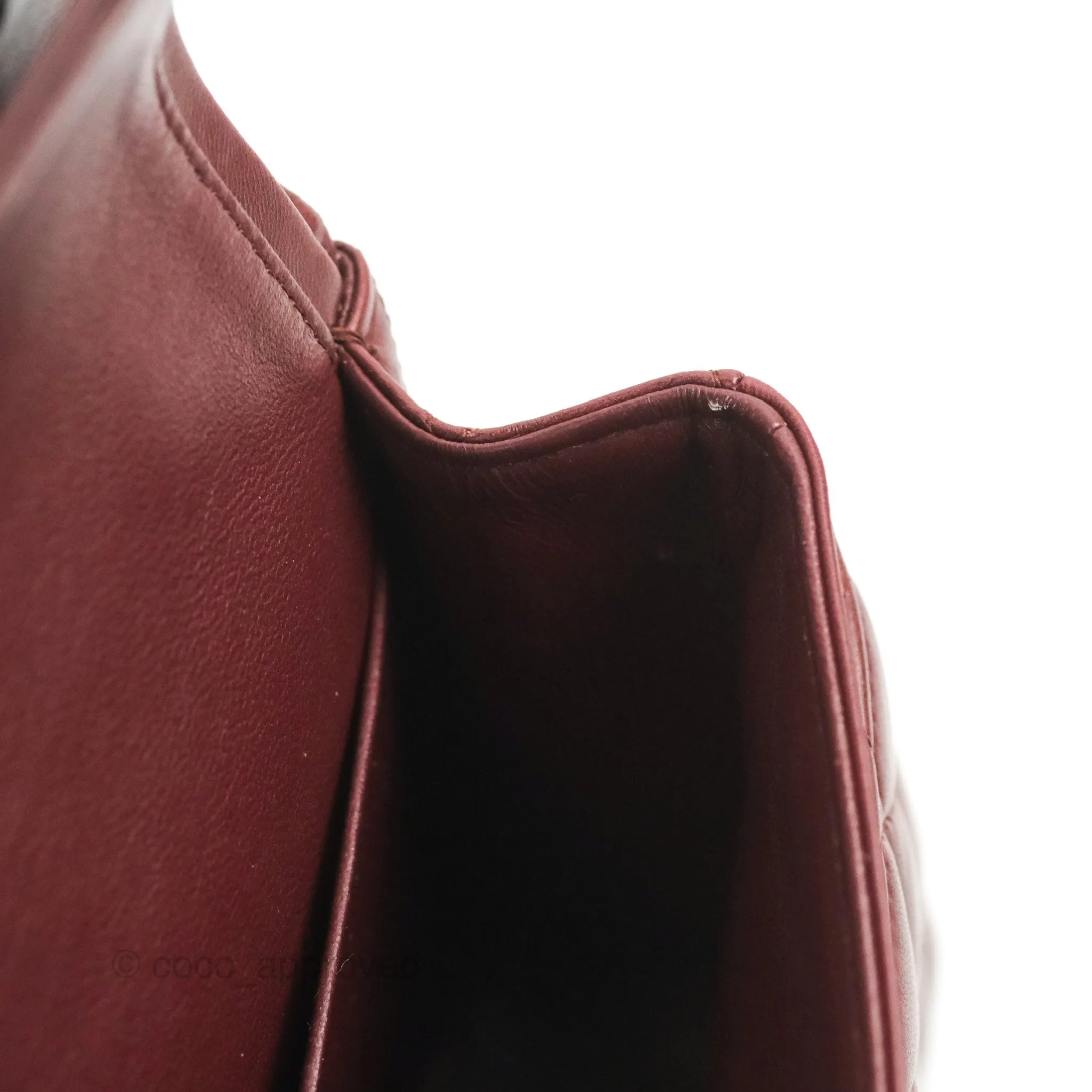 Chanel Classic M/L Medium Flap Quilted Burgundy Lambskin Gold Hardware