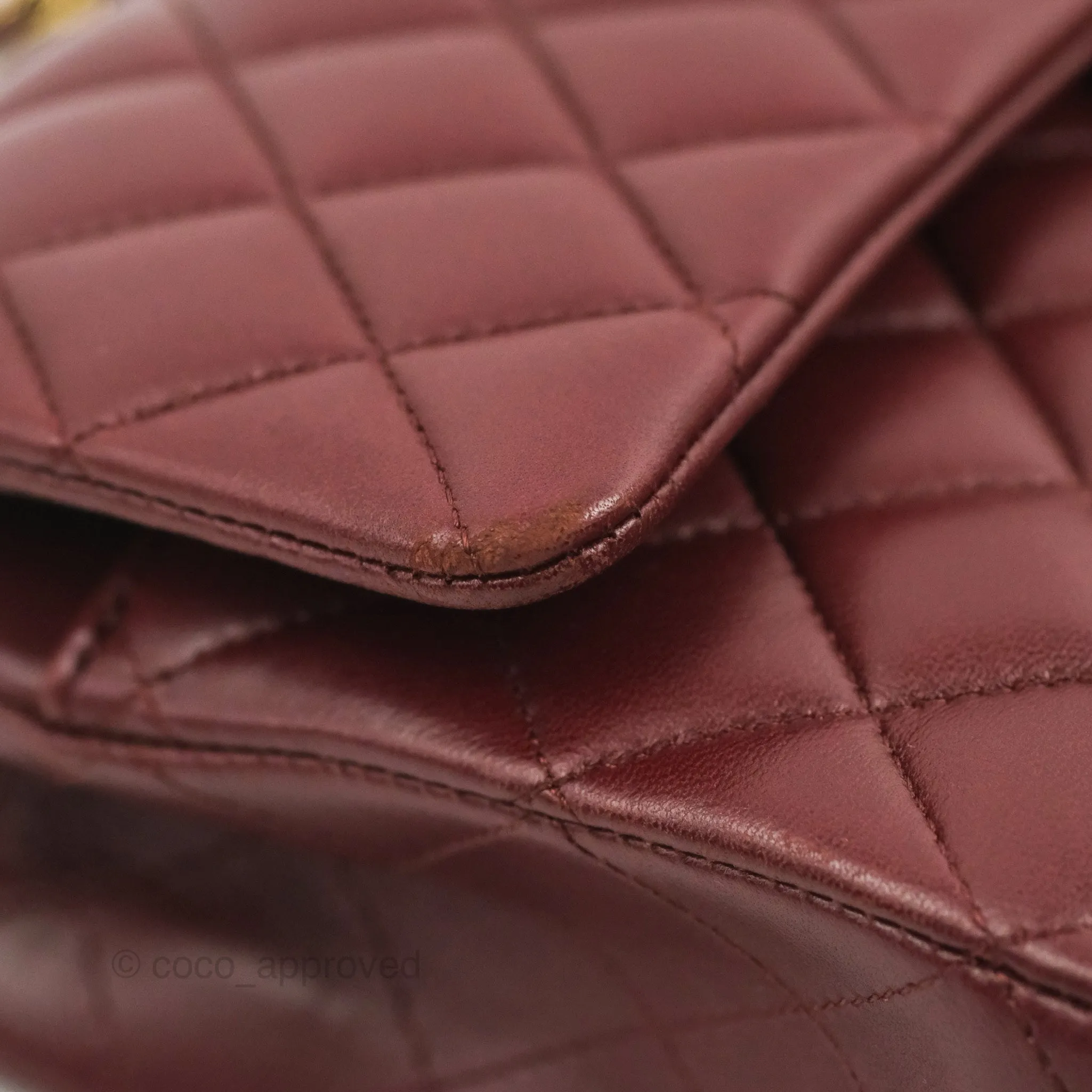Chanel Classic M/L Medium Flap Quilted Burgundy Lambskin Gold Hardware