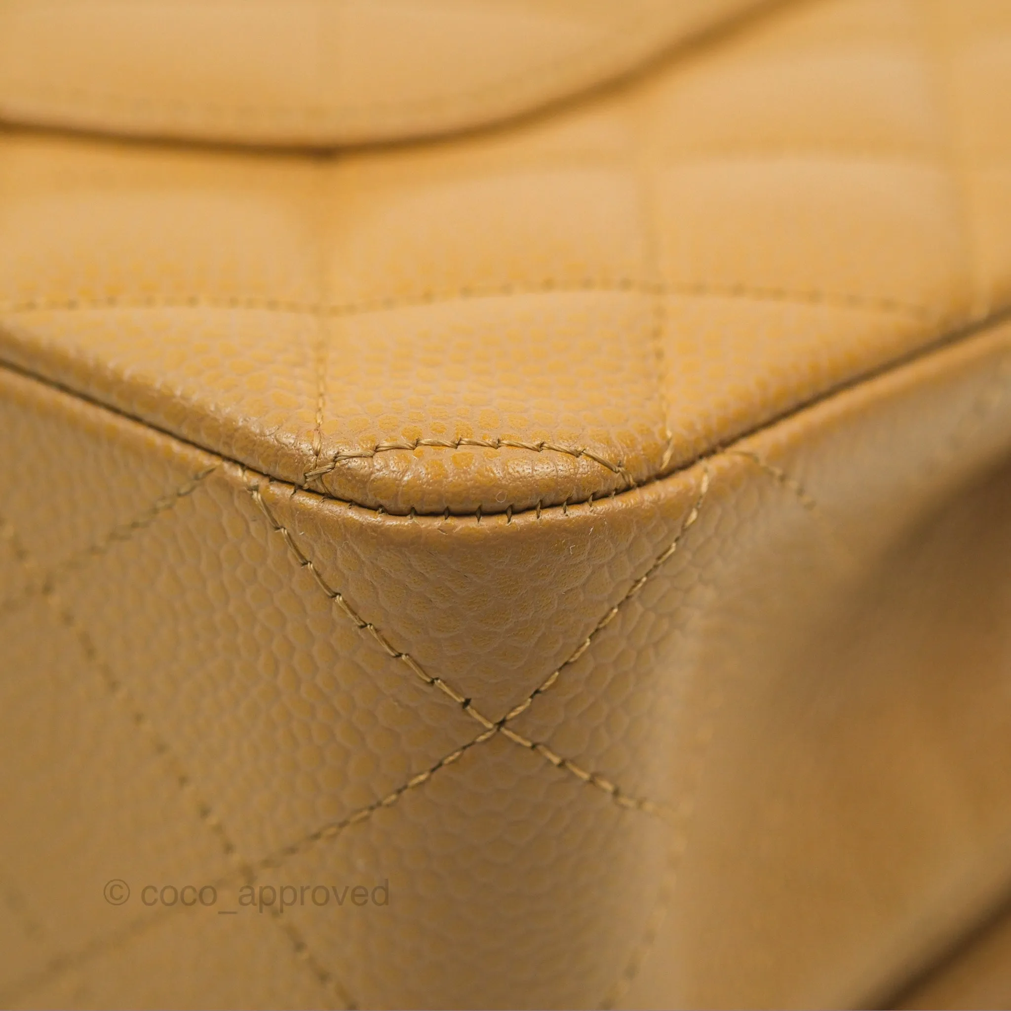 Chanel Classic M/L Medium Flap Quilted Dark Beige Caviar 24K Gold Hardware