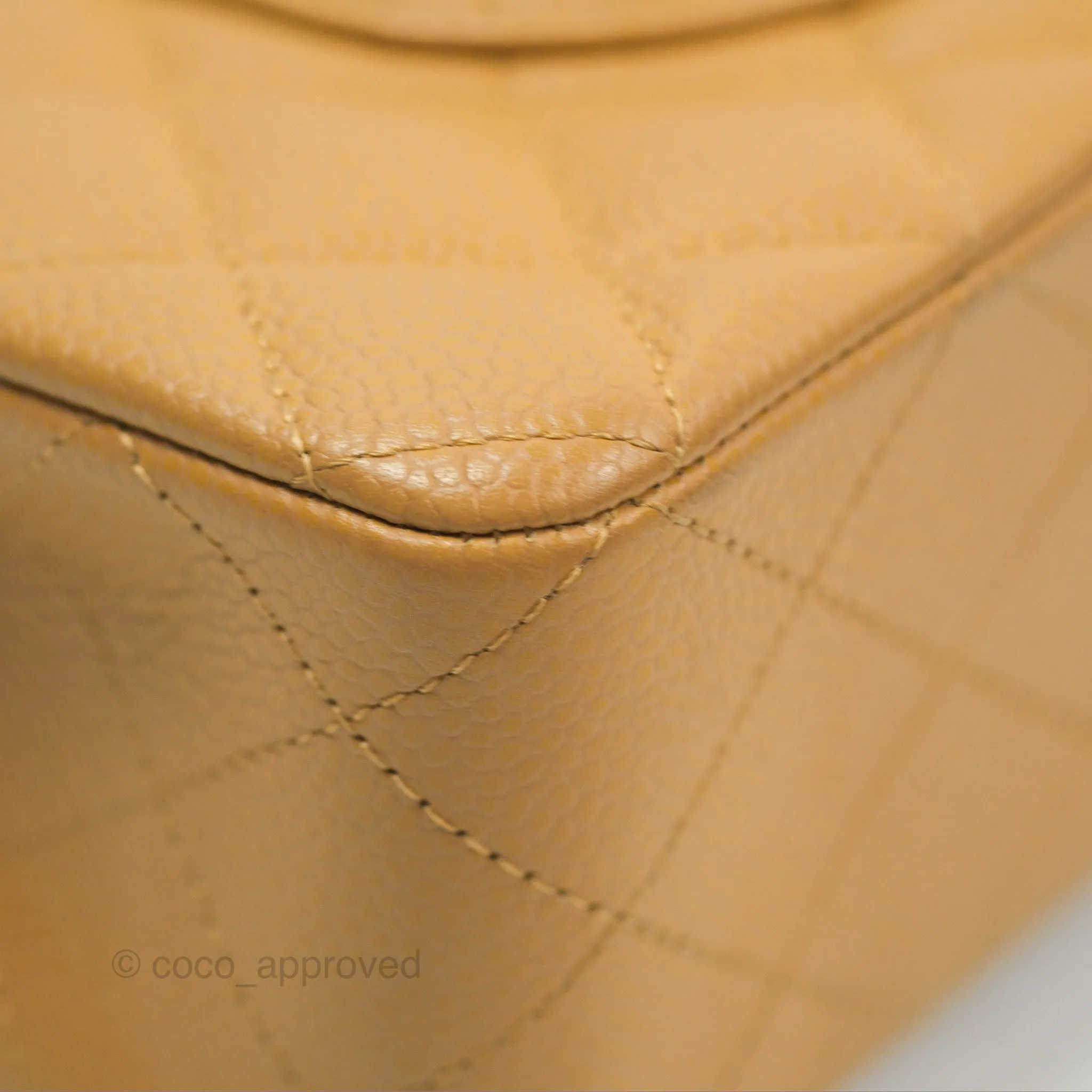 Chanel Classic M/L Medium Flap Quilted Dark Beige Caviar 24K Gold Hardware