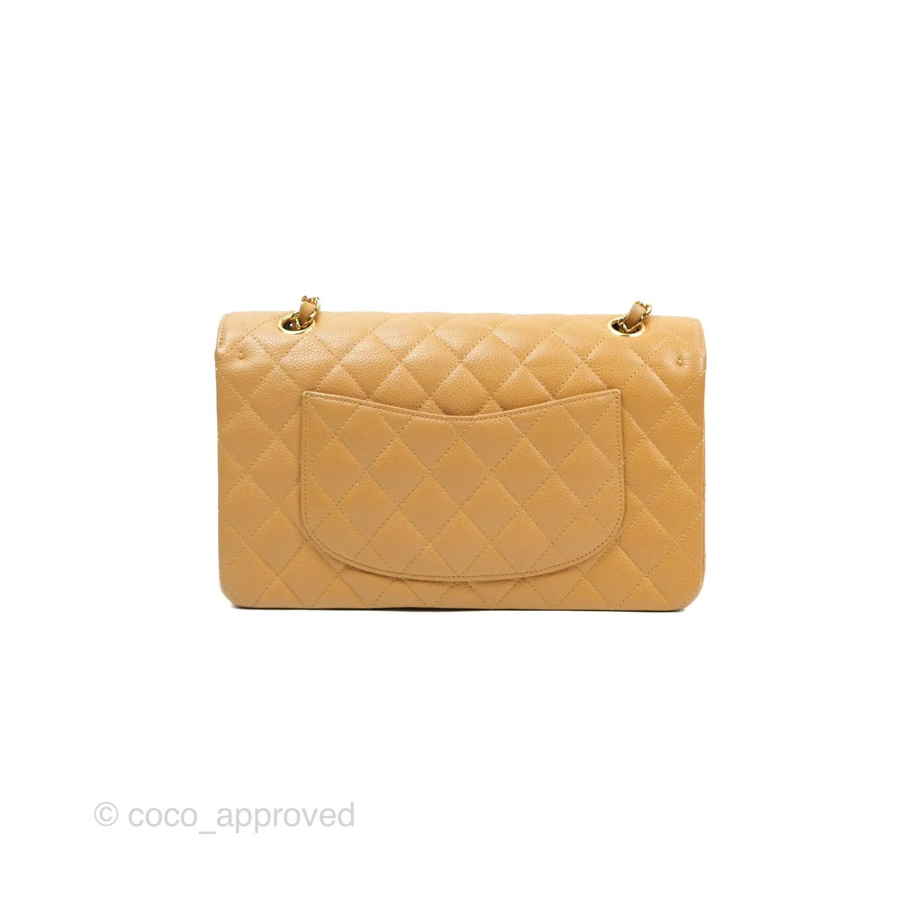 Chanel Classic M/L Medium Flap Quilted Dark Beige Caviar 24K Gold Hardware