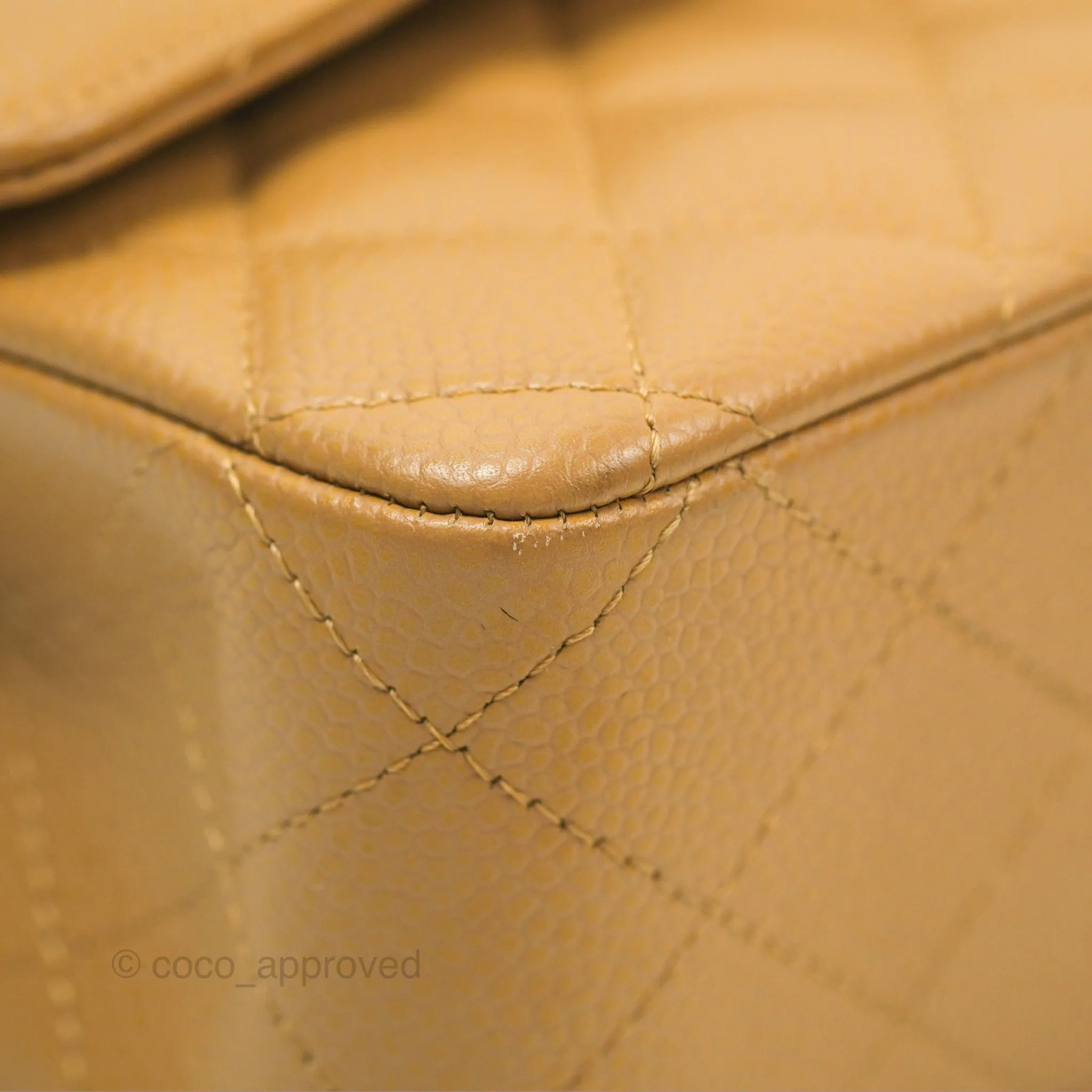 Chanel Classic M/L Medium Flap Quilted Dark Beige Caviar 24K Gold Hardware