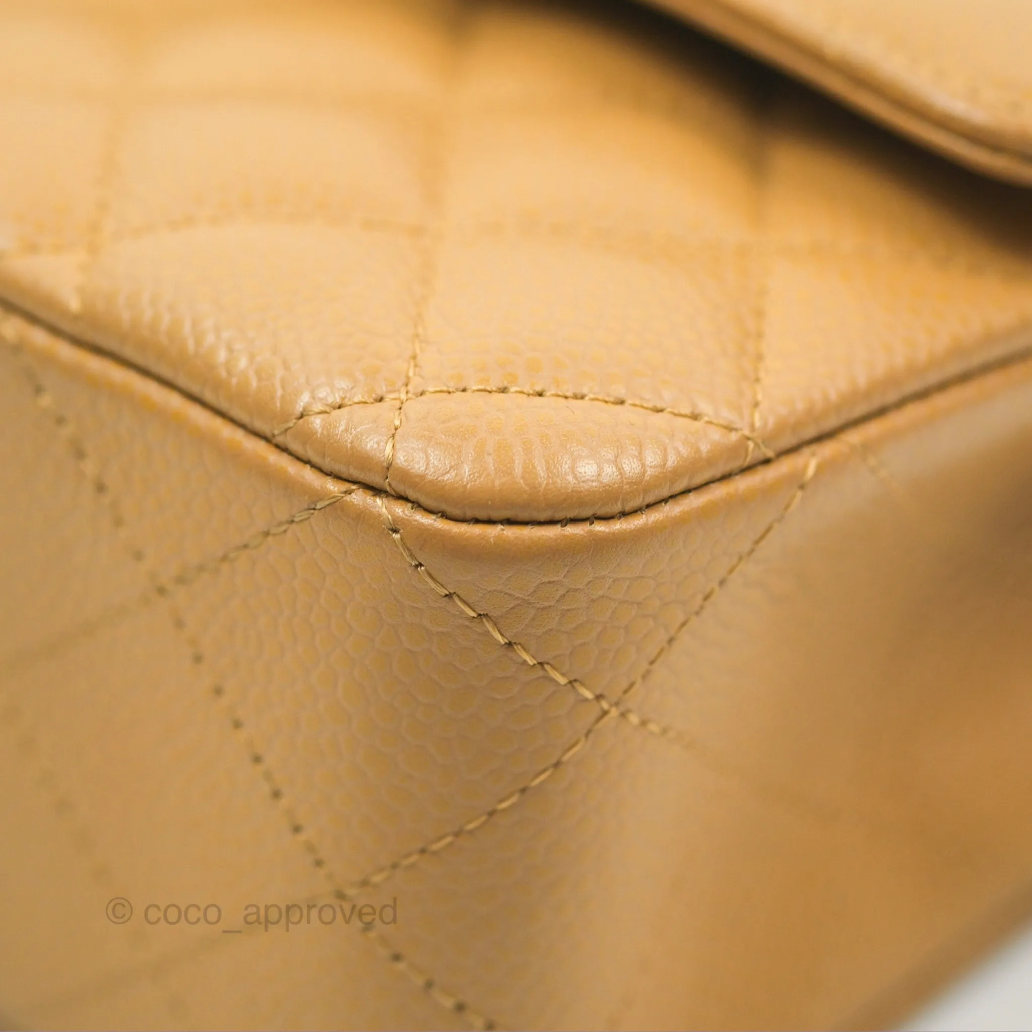 Chanel Classic M/L Medium Flap Quilted Dark Beige Caviar 24K Gold Hardware