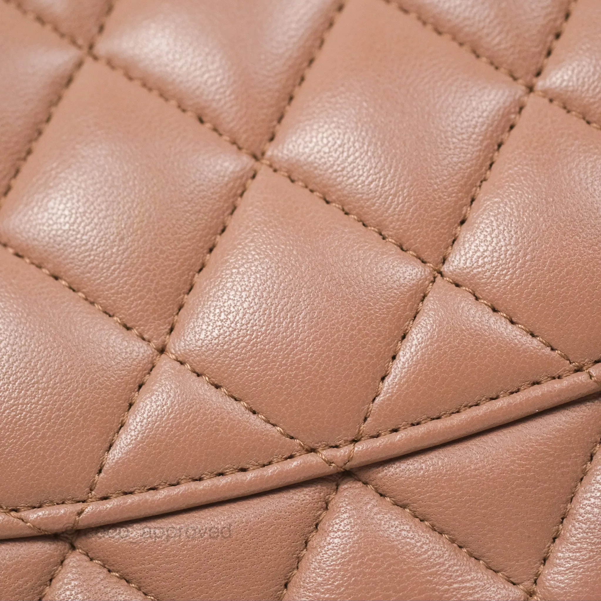 Chanel Classic M/L Medium Flap Quilted Dark Beige Lambskin Gold Hardware