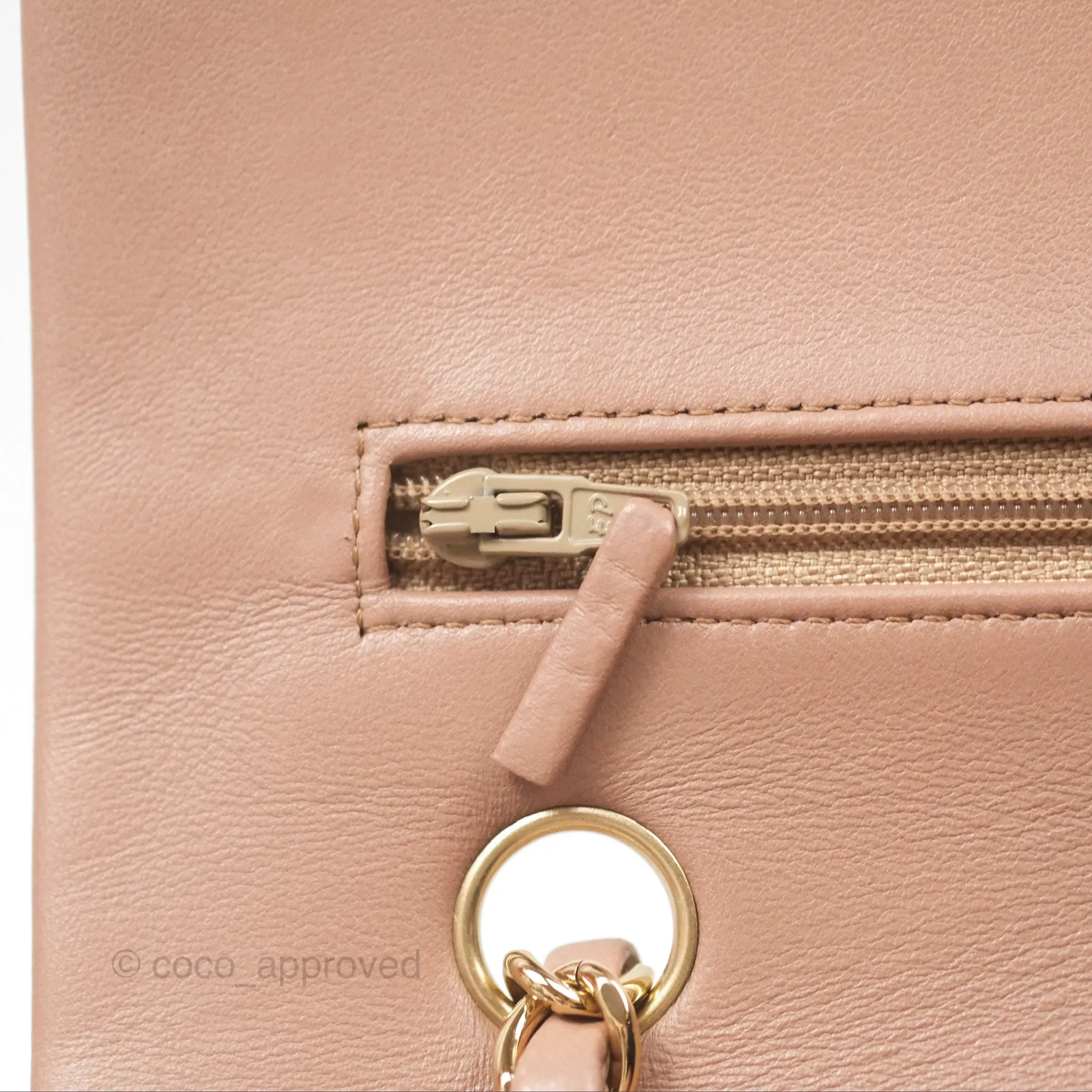 Chanel Classic M/L Medium Flap Quilted Dark Beige Lambskin Gold Hardware