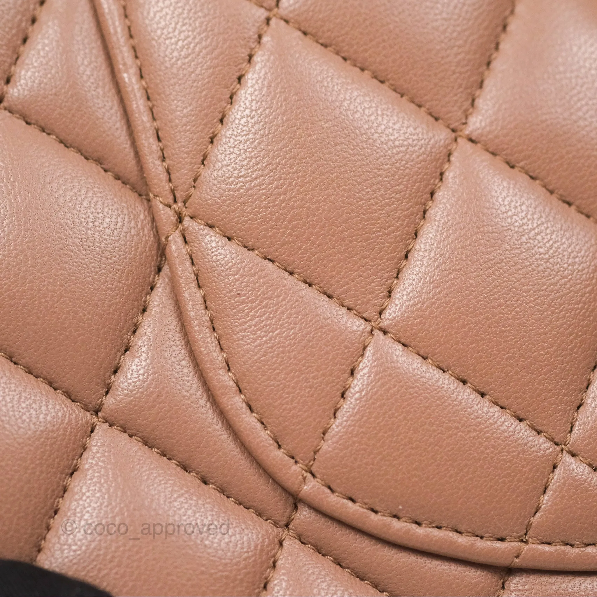 Chanel Classic M/L Medium Flap Quilted Dark Beige Lambskin Gold Hardware