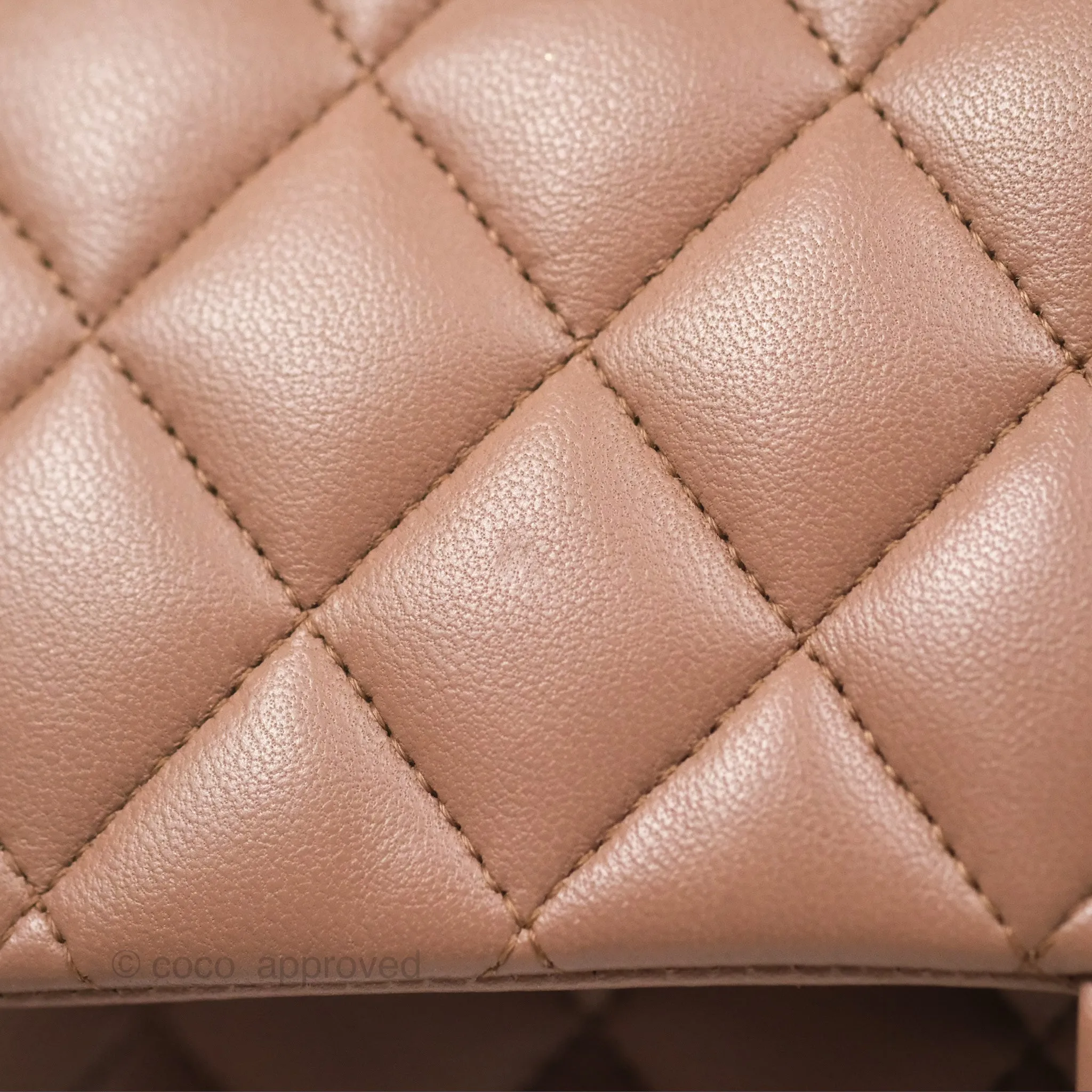 Chanel Classic M/L Medium Flap Quilted Dark Beige Lambskin Gold Hardware