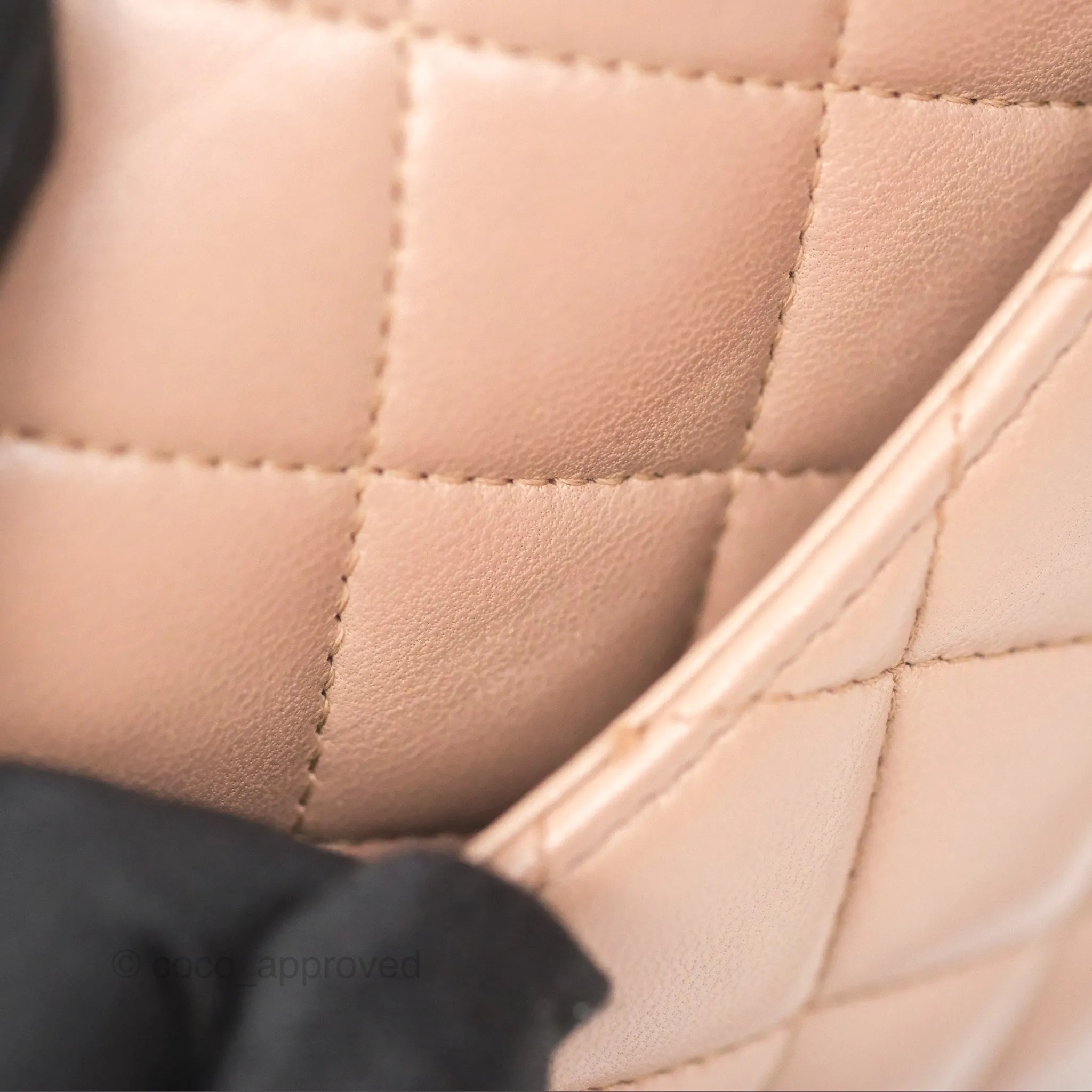 Chanel Classic M/L Medium Flap Quilted Dark Beige Lambskin Gold Hardware
