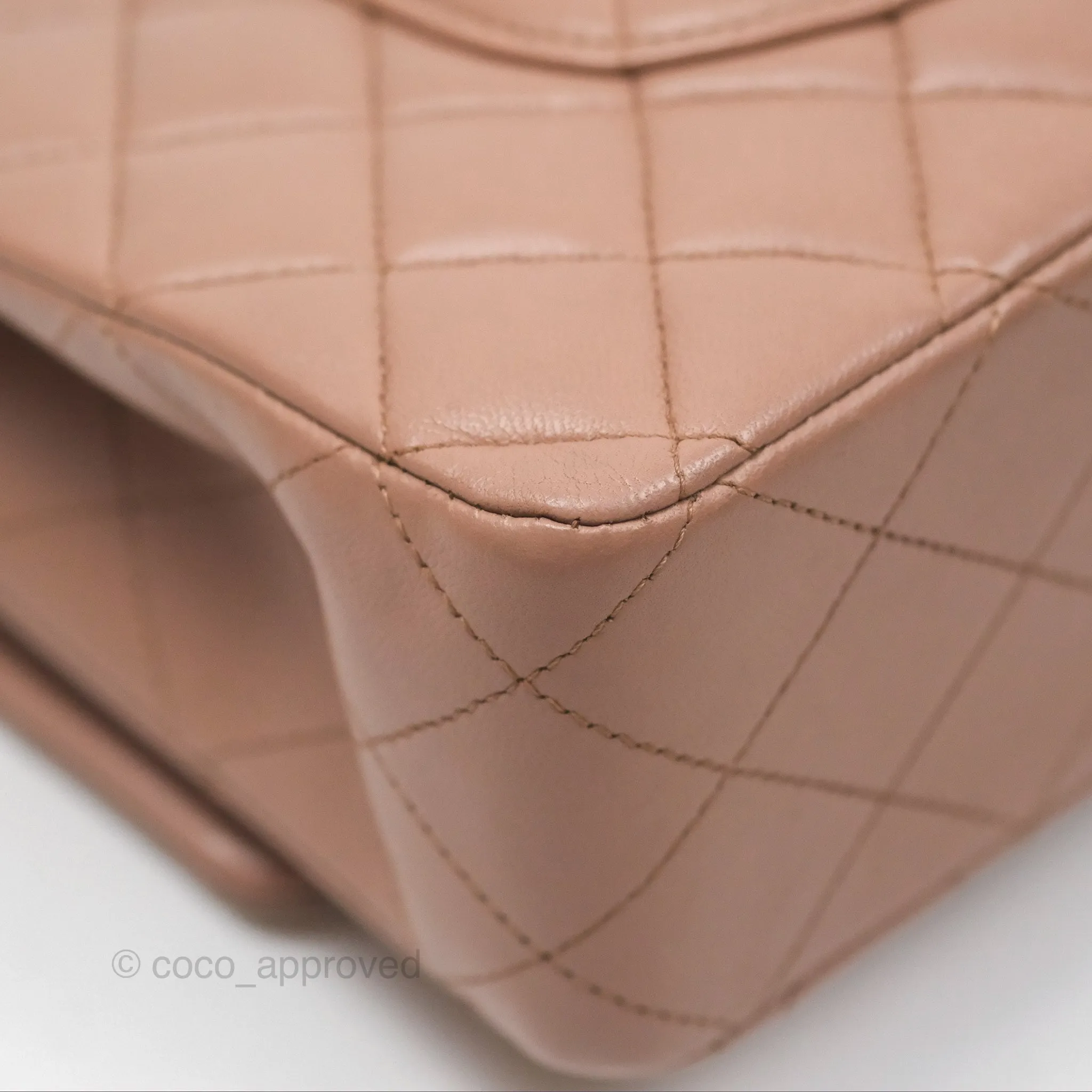 Chanel Classic M/L Medium Flap Quilted Dark Beige Lambskin Gold Hardware