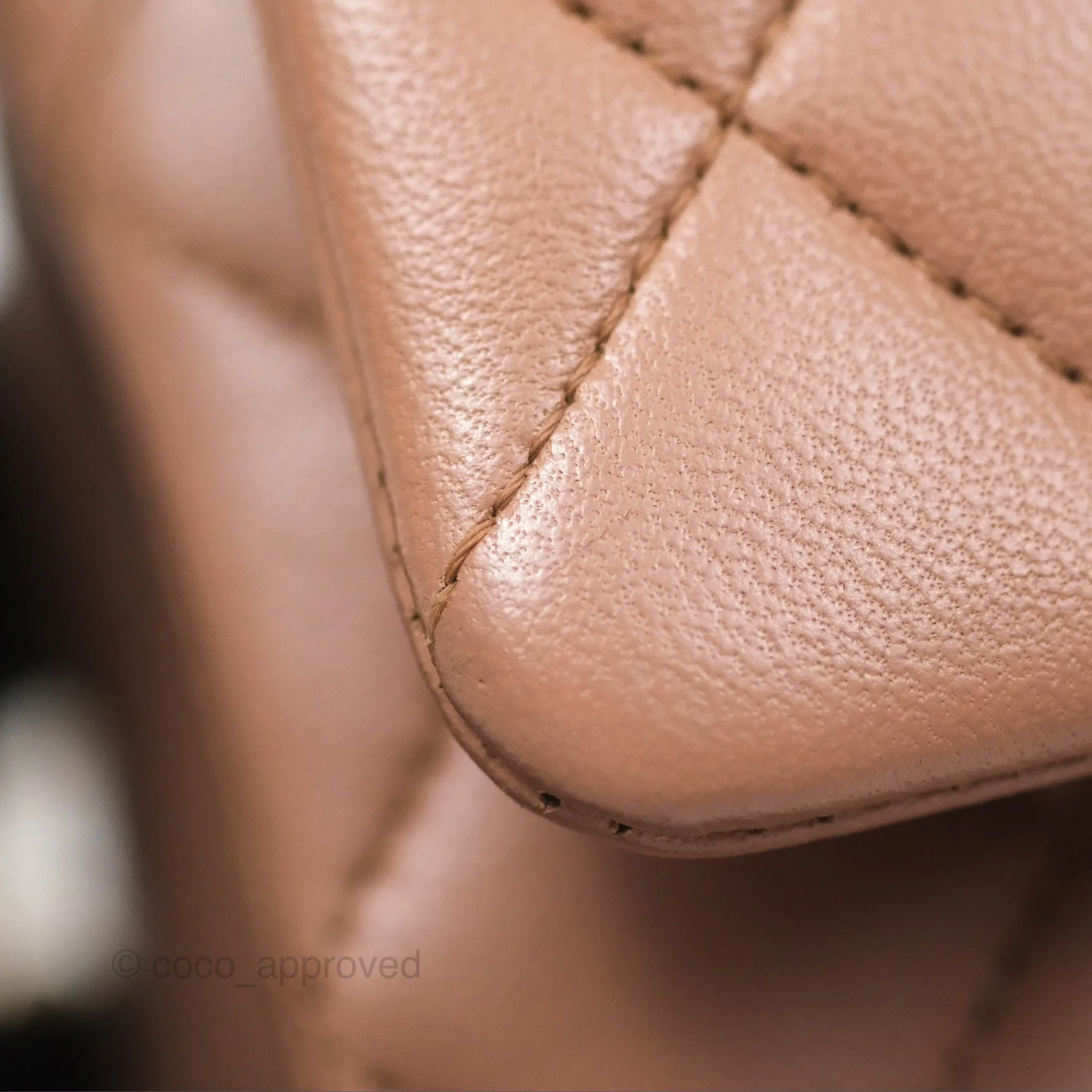 Chanel Classic M/L Medium Flap Quilted Dark Beige Lambskin Gold Hardware