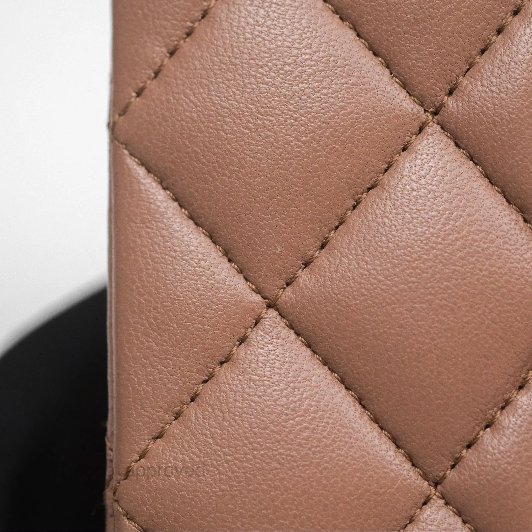 Chanel Classic M/L Medium Flap Quilted Dark Beige Lambskin Gold Hardware
