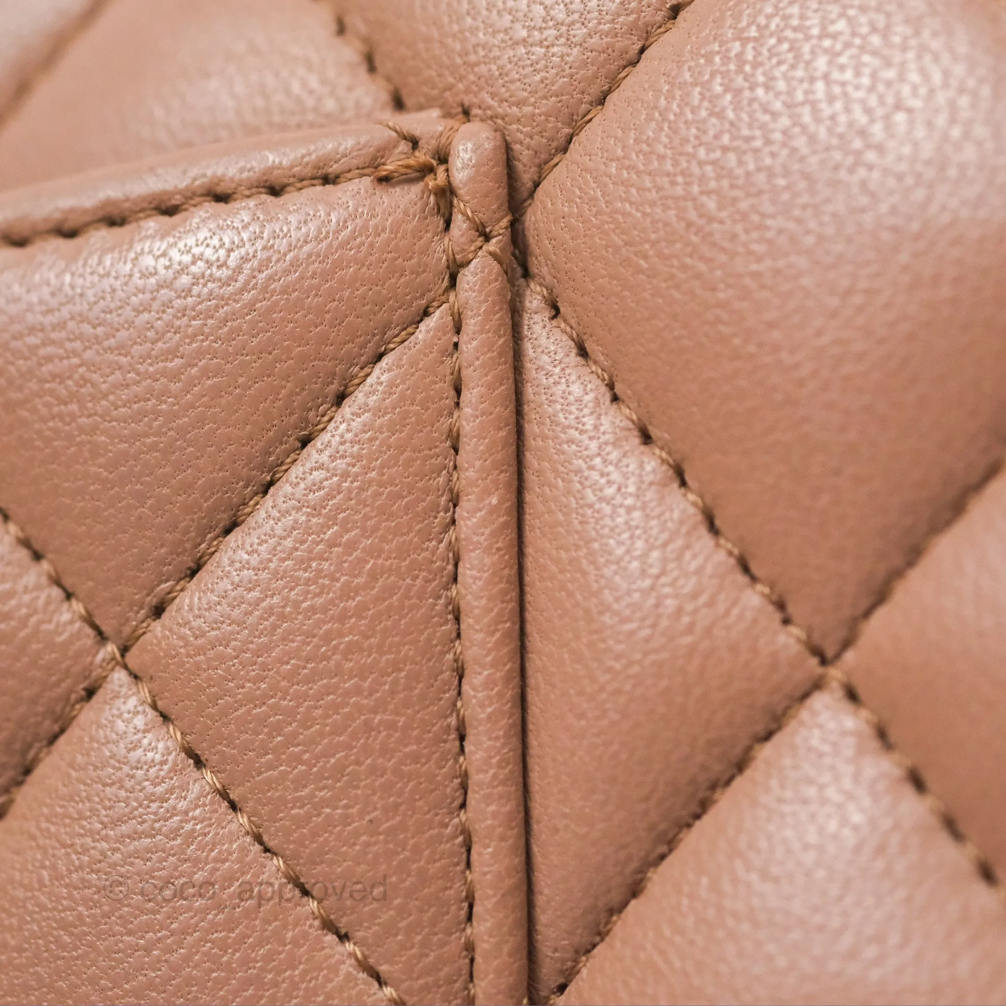 Chanel Classic M/L Medium Flap Quilted Dark Beige Lambskin Gold Hardware