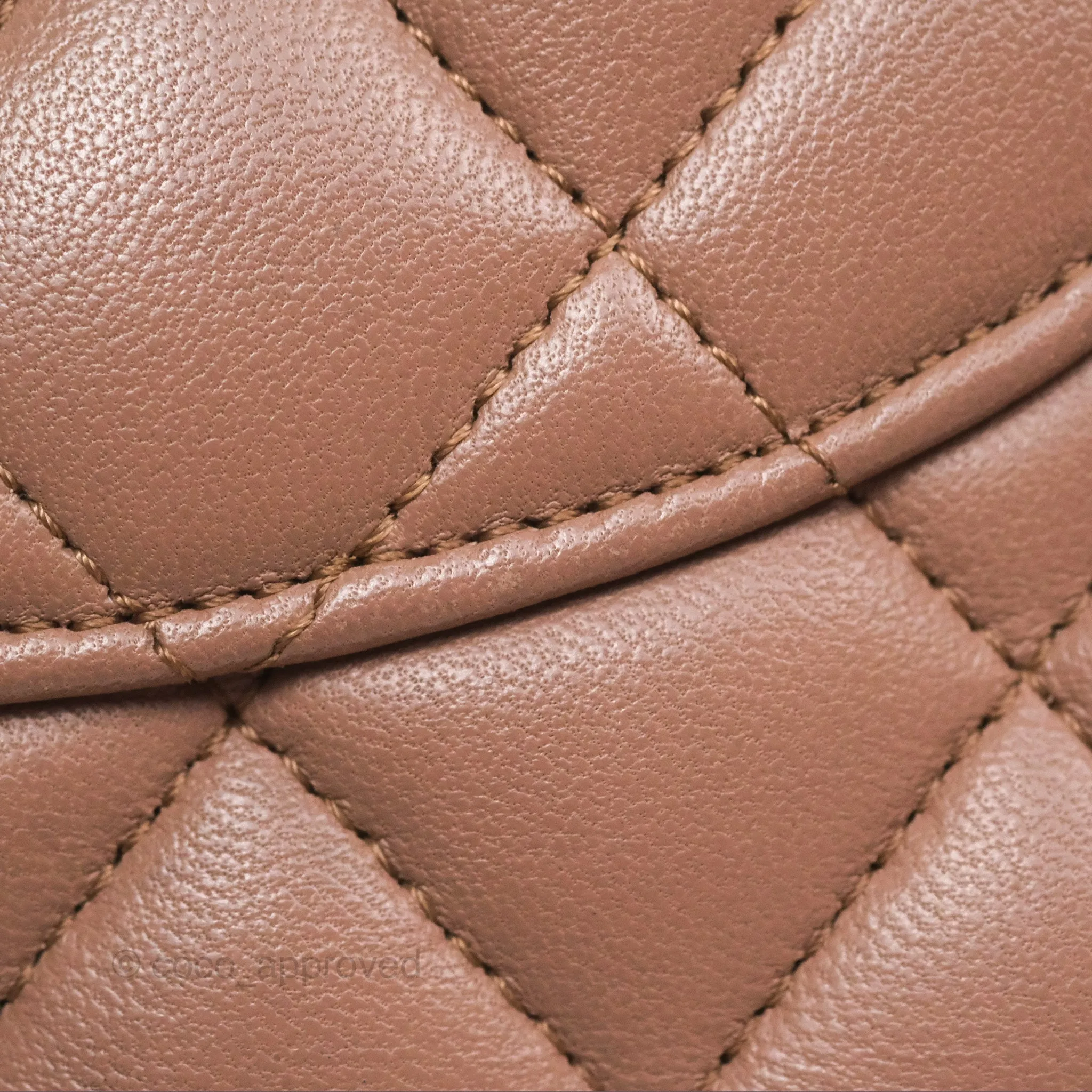 Chanel Classic M/L Medium Flap Quilted Dark Beige Lambskin Gold Hardware
