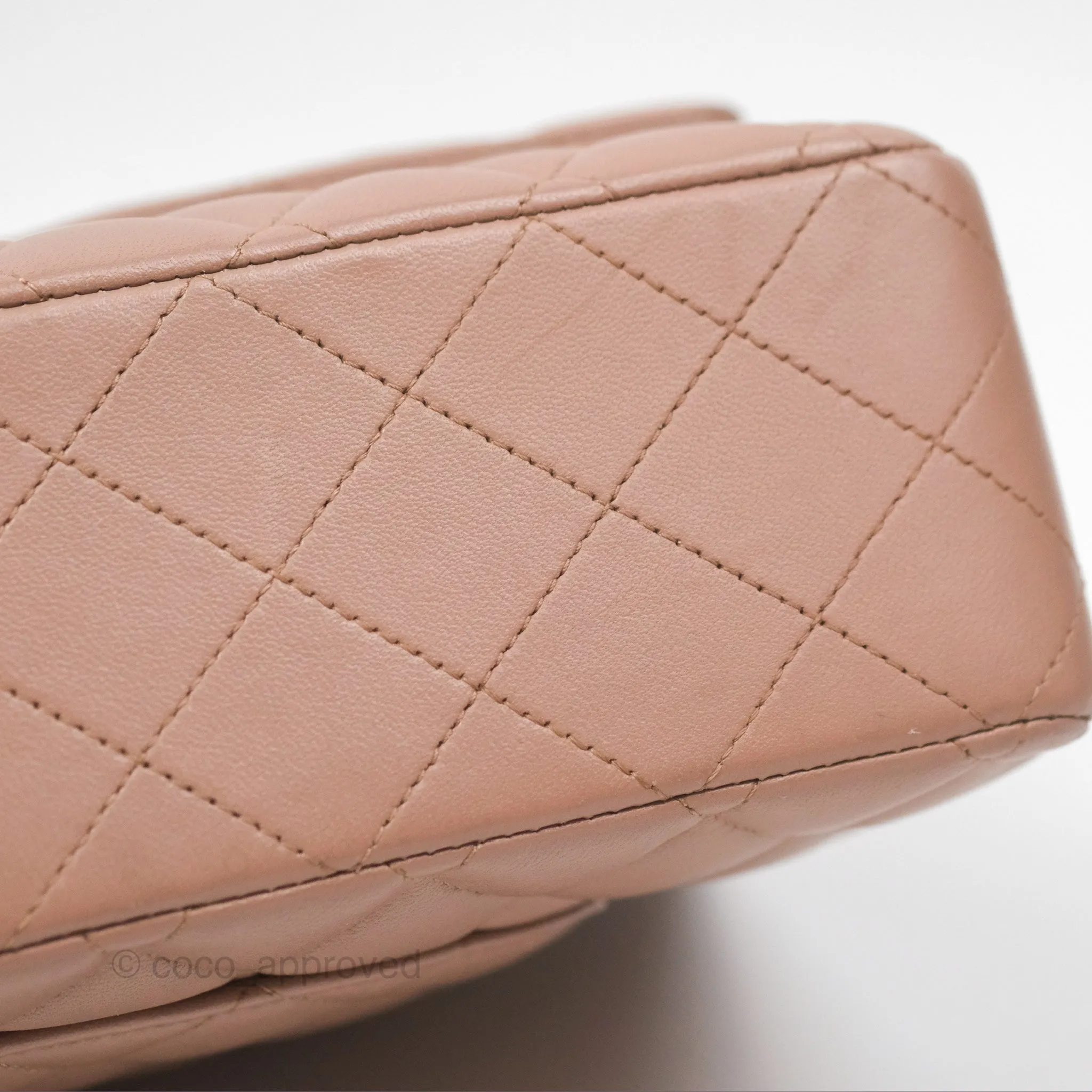 Chanel Classic M/L Medium Flap Quilted Dark Beige Lambskin Gold Hardware