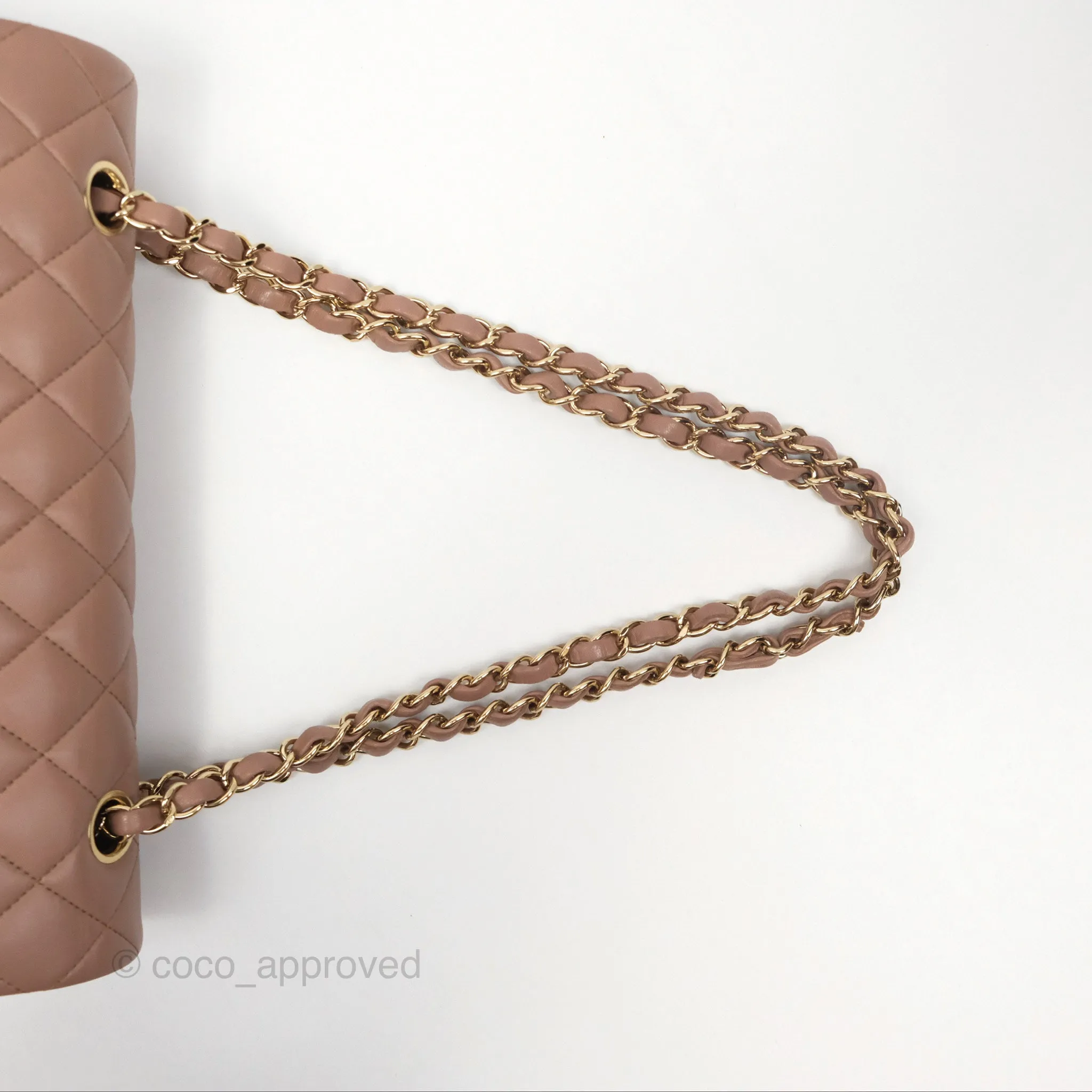 Chanel Classic M/L Medium Flap Quilted Dark Beige Lambskin Gold Hardware