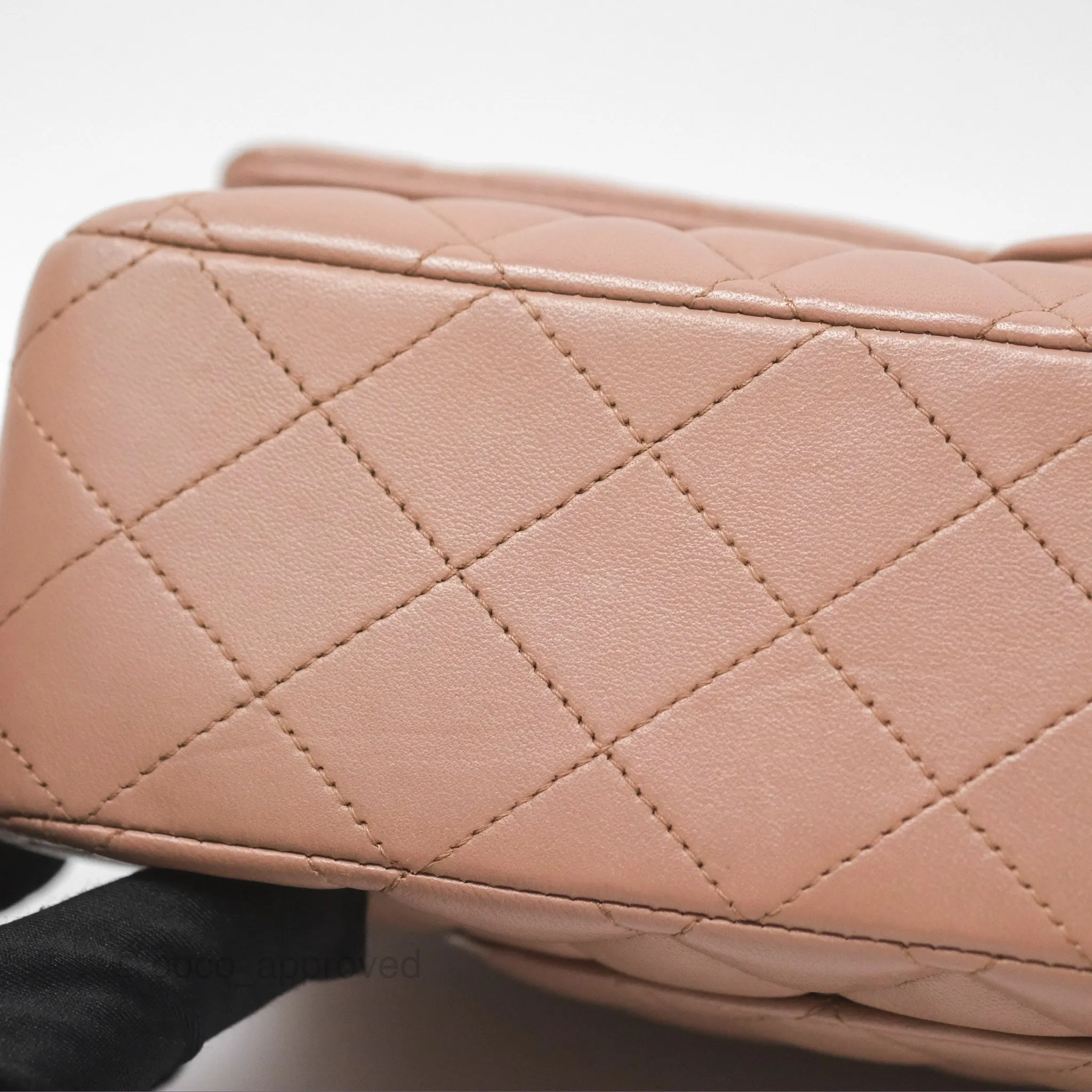 Chanel Classic M/L Medium Flap Quilted Dark Beige Lambskin Gold Hardware