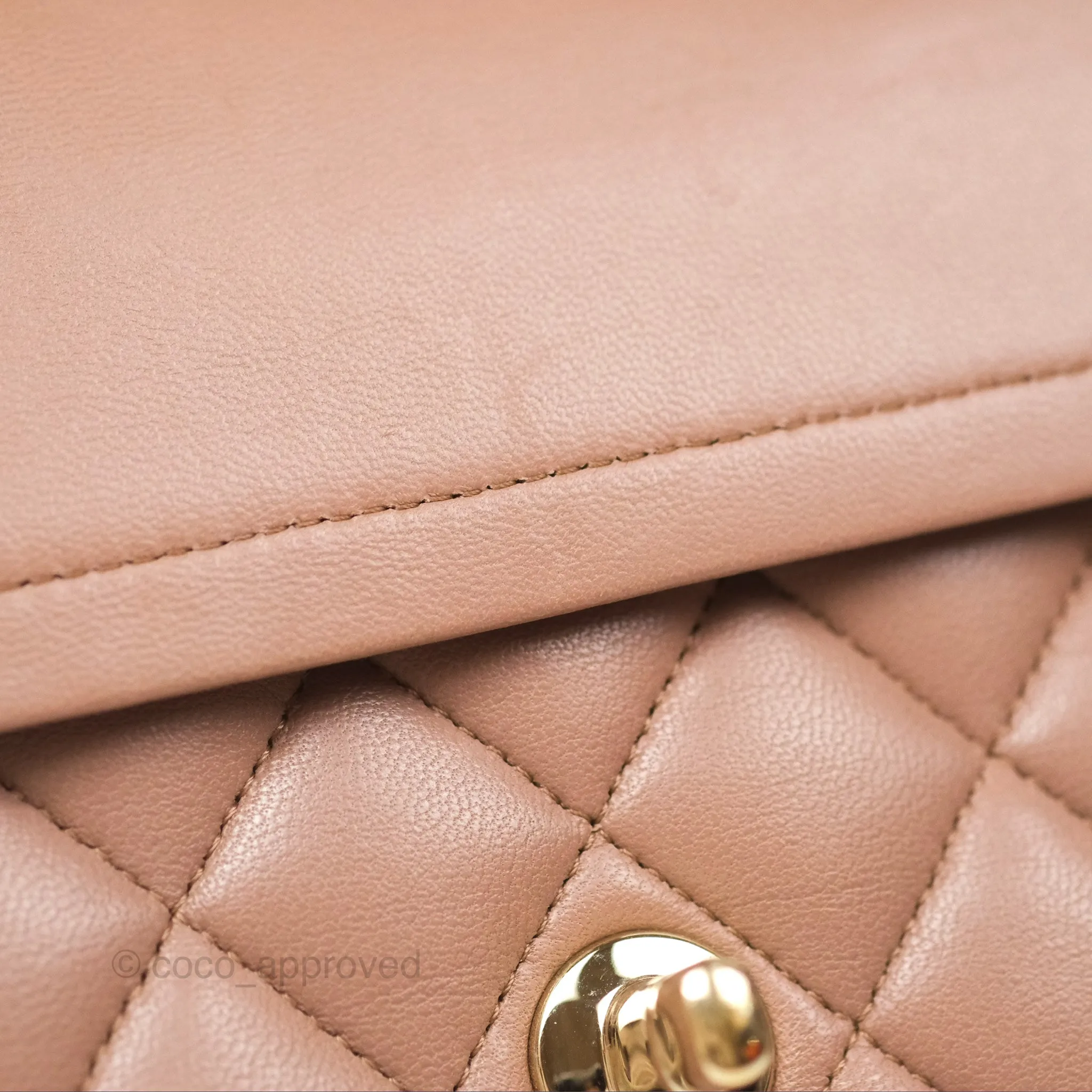 Chanel Classic M/L Medium Flap Quilted Dark Beige Lambskin Gold Hardware