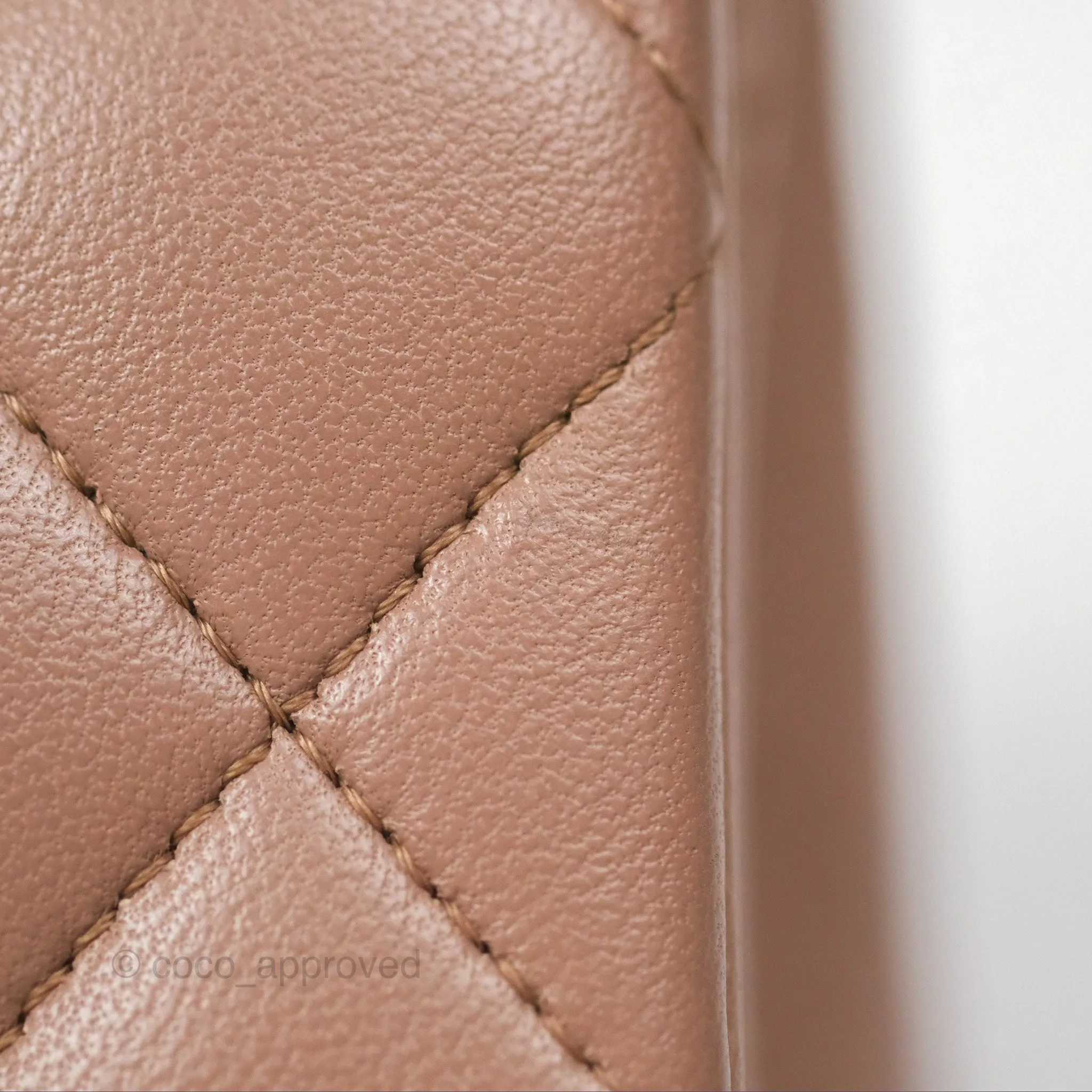 Chanel Classic M/L Medium Flap Quilted Dark Beige Lambskin Gold Hardware