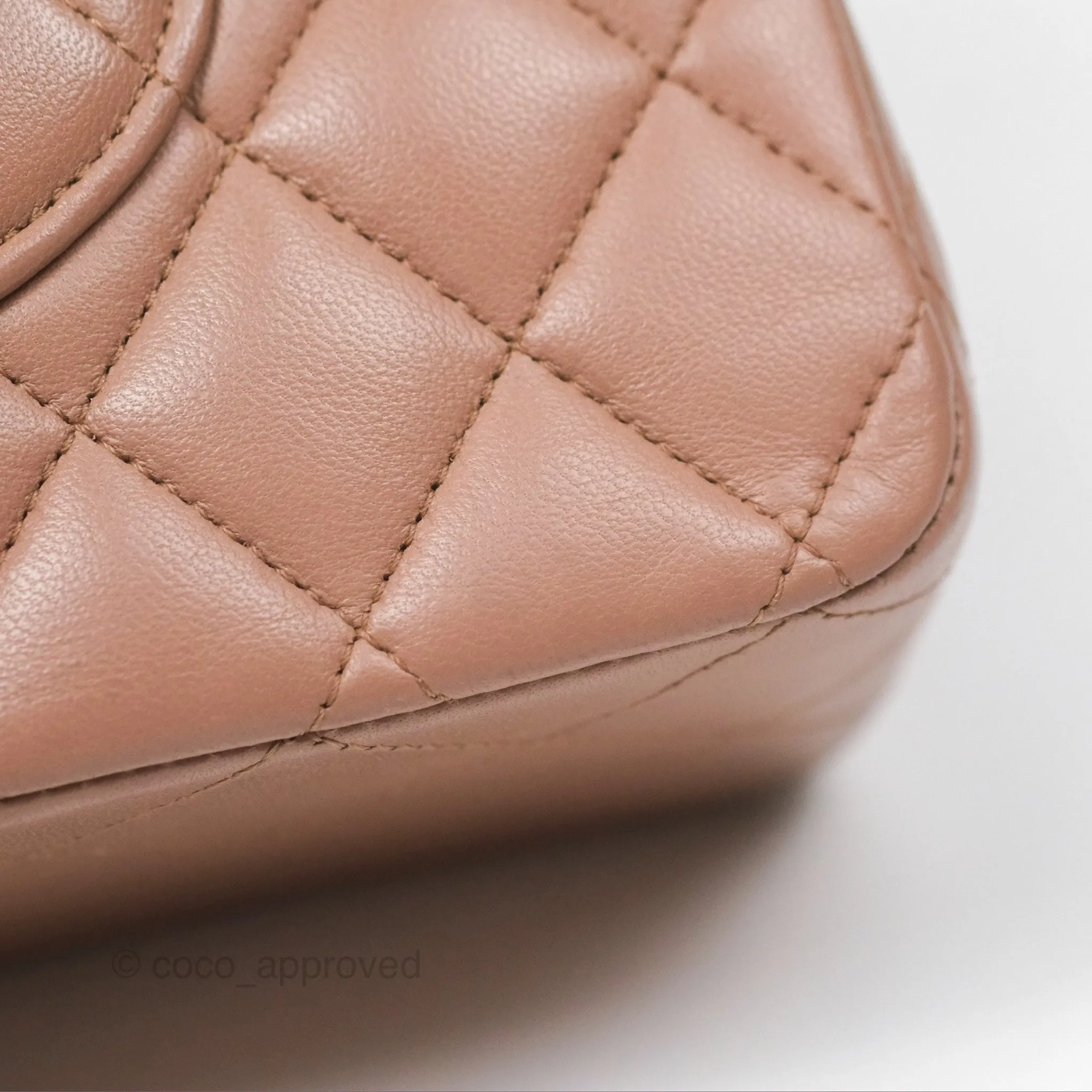 Chanel Classic M/L Medium Flap Quilted Dark Beige Lambskin Gold Hardware