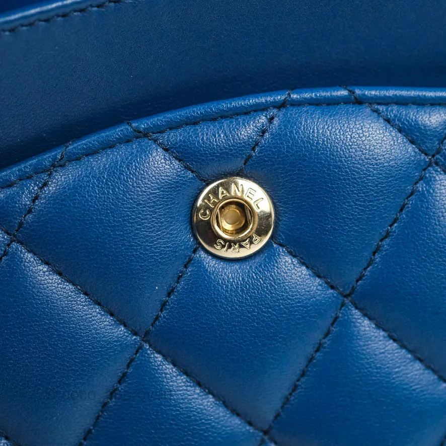 Chanel Classic M/L Medium Flap Quilted Dark Blue Lambskin Gold Hardware