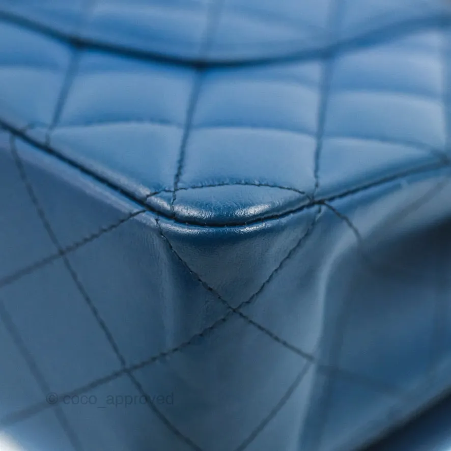 Chanel Classic M/L Medium Flap Quilted Dark Blue Lambskin Gold Hardware