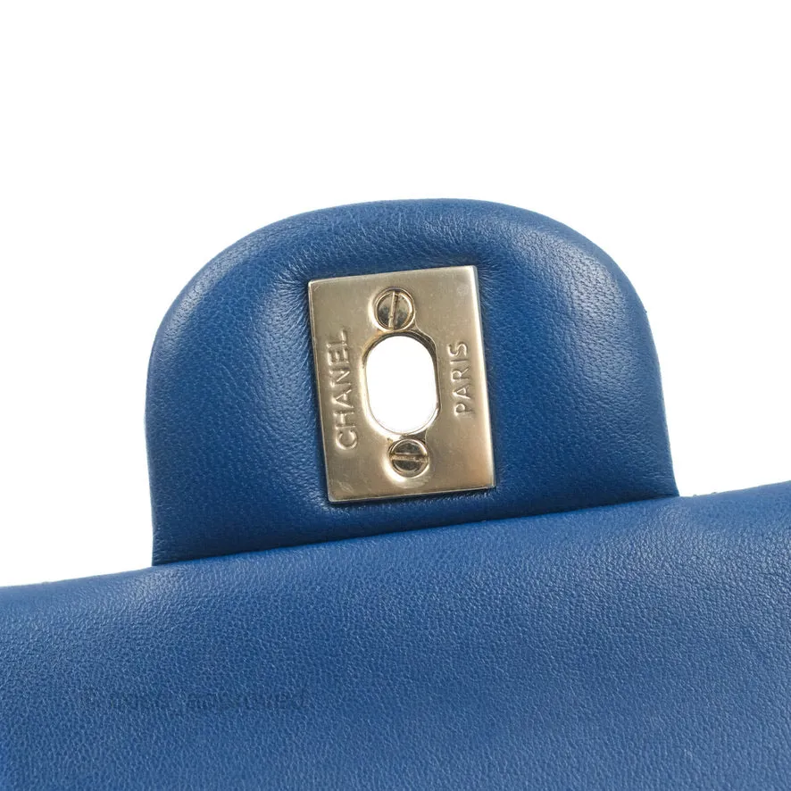 Chanel Classic M/L Medium Flap Quilted Dark Blue Lambskin Gold Hardware