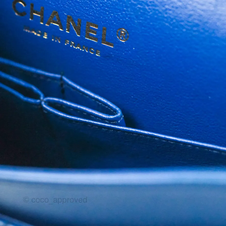 Chanel Classic M/L Medium Flap Quilted Dark Blue Lambskin Gold Hardware
