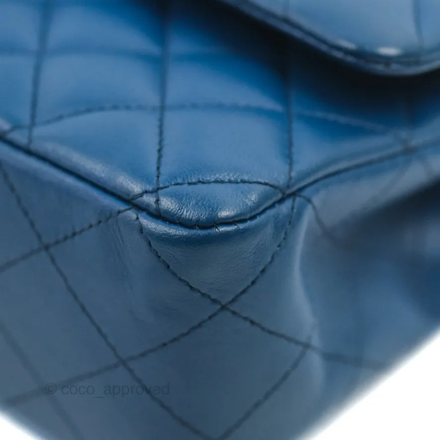 Chanel Classic M/L Medium Flap Quilted Dark Blue Lambskin Gold Hardware