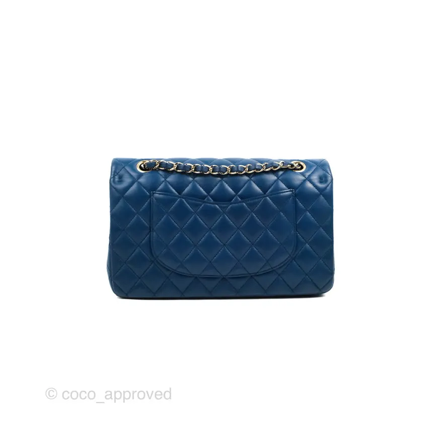 Chanel Classic M/L Medium Flap Quilted Dark Blue Lambskin Gold Hardware