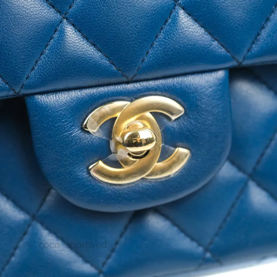 Chanel Classic M/L Medium Flap Quilted Dark Blue Lambskin Gold Hardware