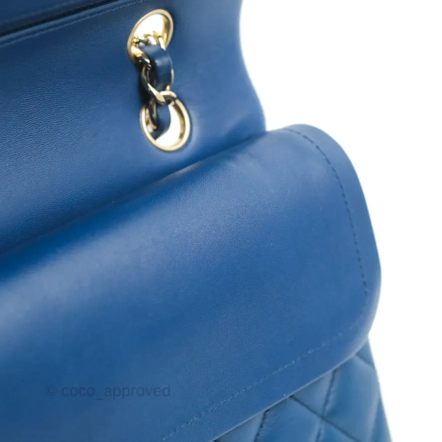 Chanel Classic M/L Medium Flap Quilted Dark Blue Lambskin Gold Hardware