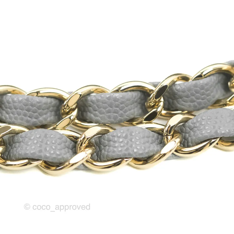 Chanel Classic M/L Medium Flap Quilted Grey Caviar Gold Hardware