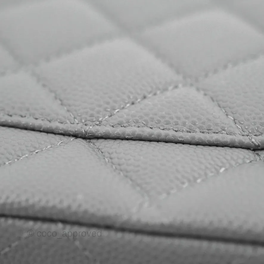 Chanel Classic M/L Medium Flap Quilted Grey Caviar Gold Hardware