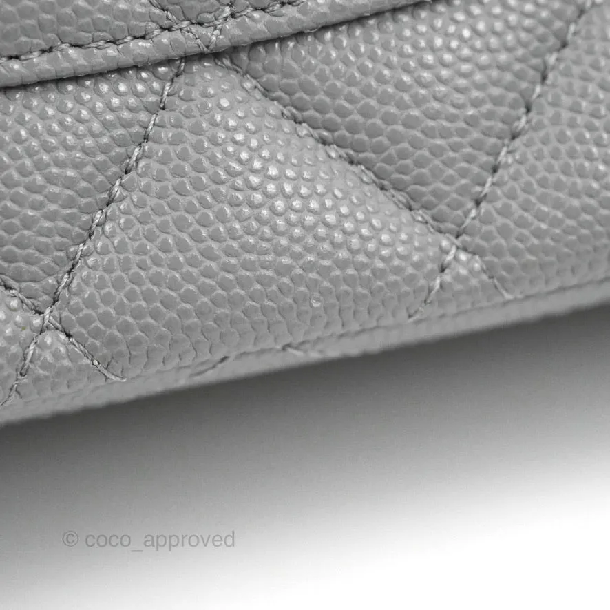 Chanel Classic M/L Medium Flap Quilted Grey Caviar Gold Hardware