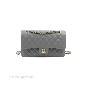 Chanel Classic M/L Medium Flap Quilted Grey Caviar Gold Hardware