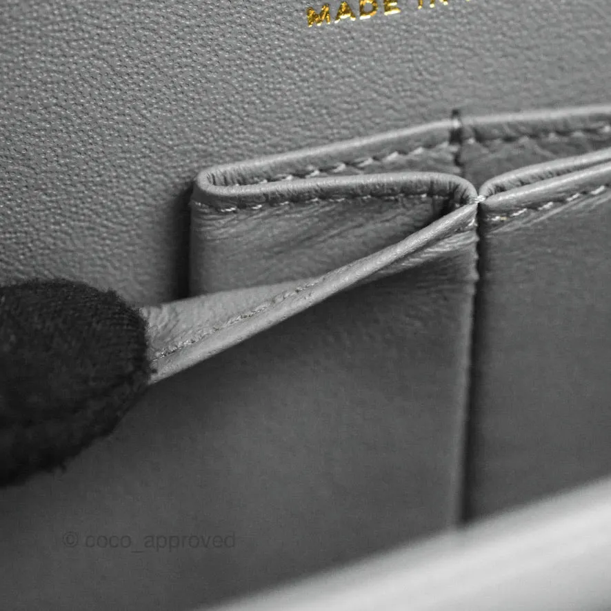 Chanel Classic M/L Medium Flap Quilted Grey Caviar Gold Hardware