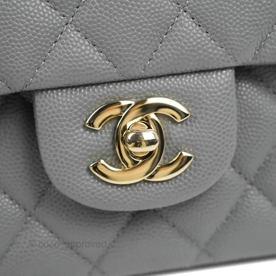 Chanel Classic M/L Medium Flap Quilted Grey Caviar Gold Hardware