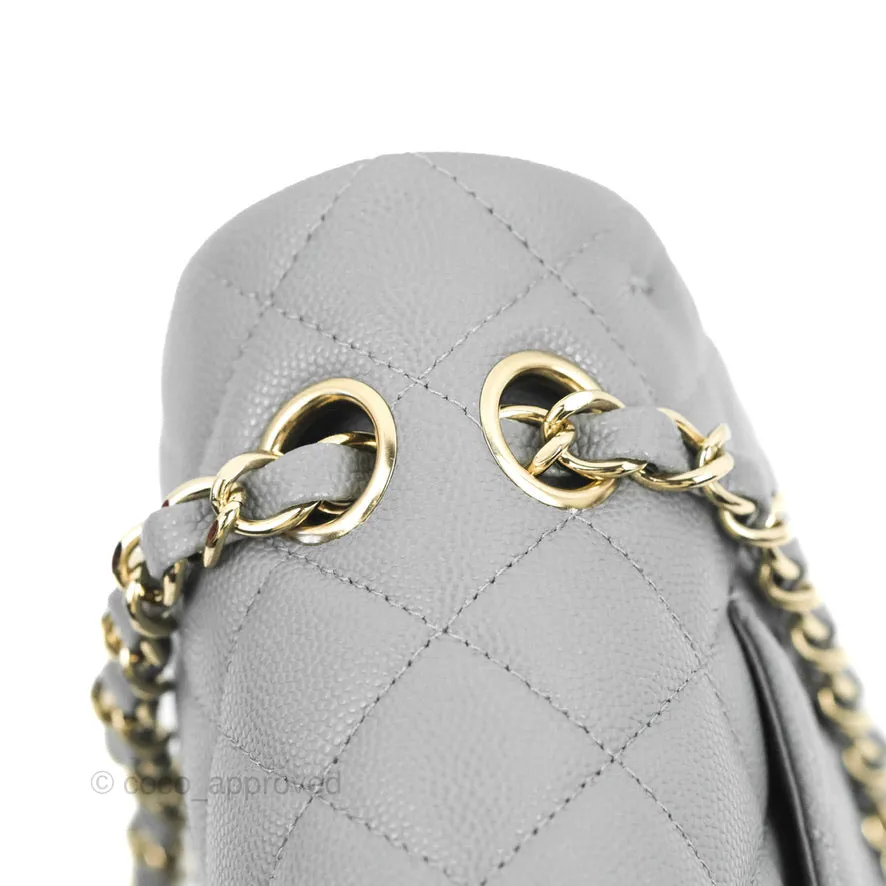 Chanel Classic M/L Medium Flap Quilted Grey Caviar Gold Hardware