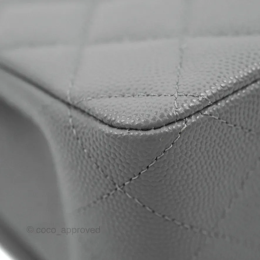Chanel Classic M/L Medium Flap Quilted Grey Caviar Gold Hardware